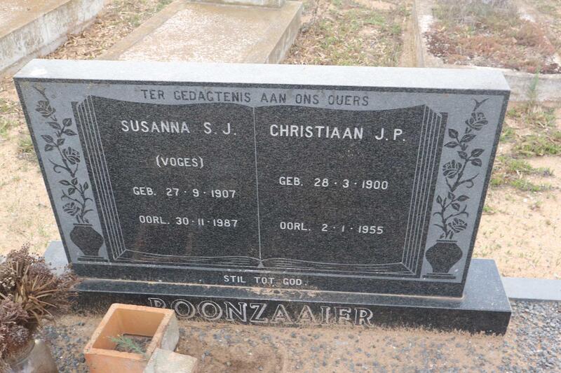 BOONZAAIER Christiaan J.P. 1900-1955 & Susanna S.J. VOGES 1907-1987