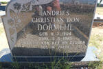 DORMEHL Andries Christian 1904-1985 & Jacomina Margaretha 1921-1983 