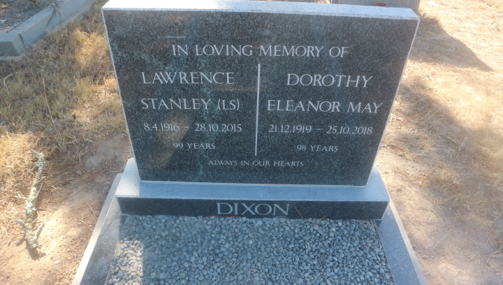 DIXON Lawrence Stanley 1916-2015 & Dorothy Eleanor May 1919-2018