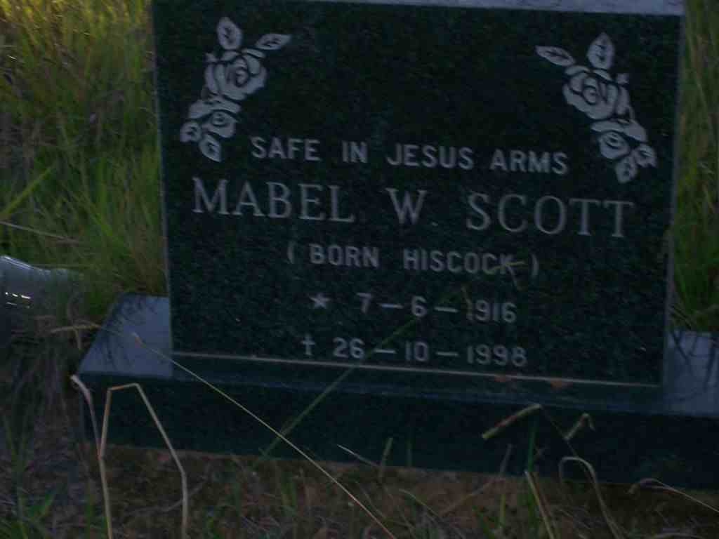 SCOTT Mabel W. nee HISCOCK 1916-1998