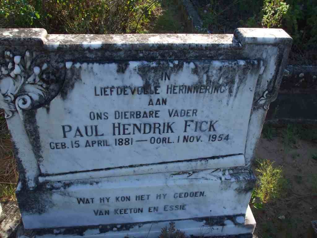FICK Paul Hendrik 1881-1954