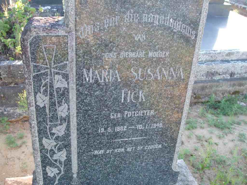 FICK Maria Susanna nee POTGIETER 1882-1949