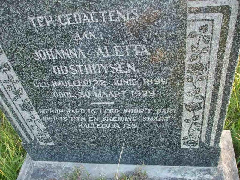 OOSTHUYSEN Johanna Aletta nee MULLER 1899-1929