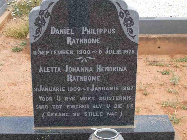 RATHBONE Daniel Philippus 1900-1978 & Aletta Johanna Hendrina 1909-1987