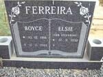 FERREIRA Boyce 1916-1989 & Elsie STEENBERG 1932-