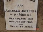 MERWE Abraham Johannes, v.d. 1910-1934