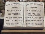 VRIES Matthys A., de 1824-1911 & Christina VAN WYK 1846-1923