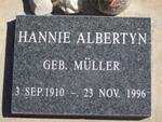 ALBERTYN Hannie nee MULLER 1910-1996