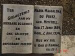 PREEZ Maria Magdalena, du nee MITCHELL 1859-1934
