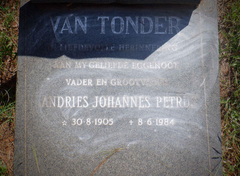 TONDER Andries Johannes Petrus, van 1905-1984