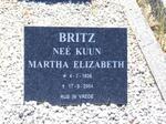 BRITZ Martha Elizabeth nee Kuun 1936-2004