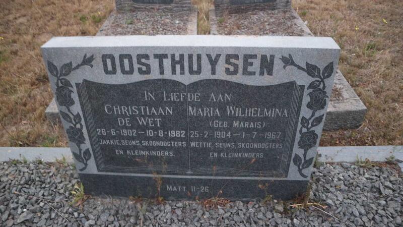 OOSTHUYSEN Christiaan de Wet 1902-1982 & Maria Magdalena MARAIS 1904-1967
