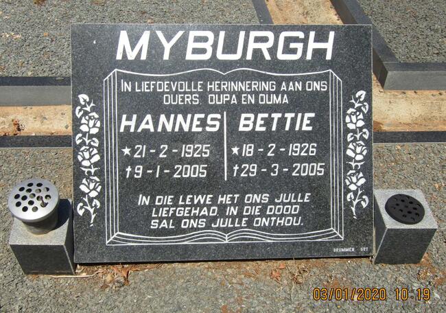 MYBURGH Hannes 1925-2005 & Bettie 1926-2005