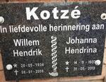 KOTZE Willem Hendrik 1934-2008 & Johana Hendrina 1937-2013