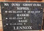 LENNOX Sophia 1923-2019 :: LENNOX Hankie 1950- :: LENNOX Basie 1946-