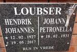 LOUBSER Hendrik Johannes 1927-2017 & Johanna Petronella 1931-