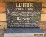 LUBBE Ronnie nee PRETORIUS 1952-2016