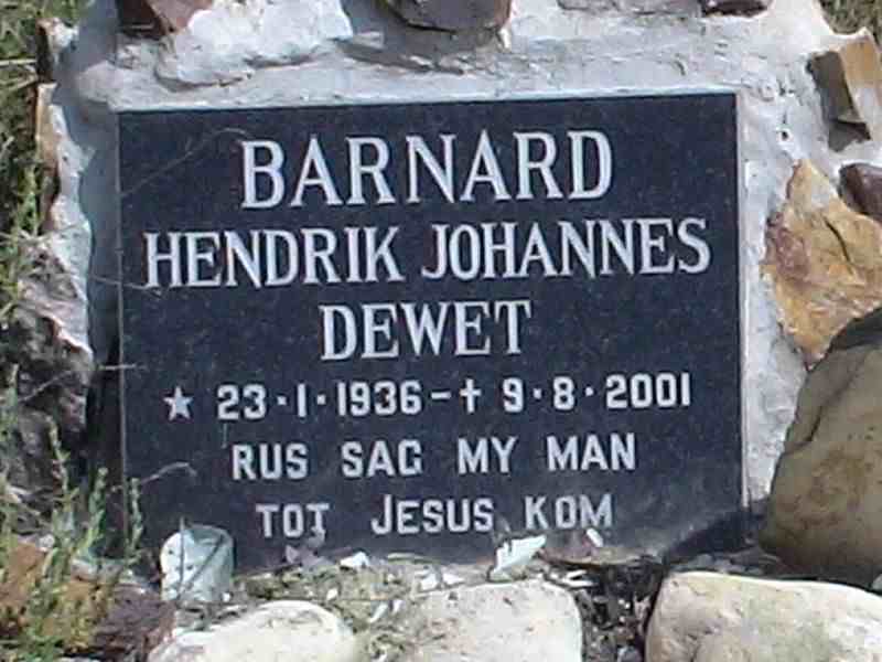 BARNARD Hendrik Johannes Dewet 1936-2001