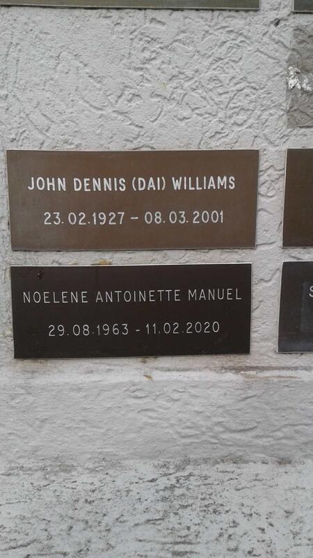 MANUEL Noelene Antoinette 1963-2020 :: WILLIAMS John Dennis 1927-2001