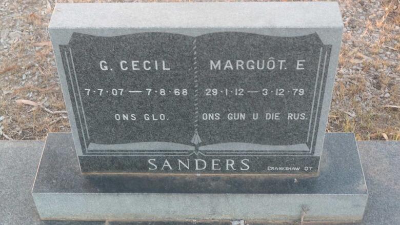 SANDERS G. Cecil 1907-1968 & Marguot E. 1912-1979