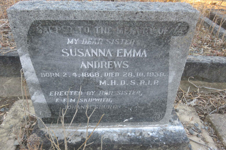 ANDREWS Susanna Emma 1868-1939