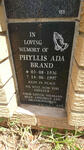 BRAND Phyllis Ada 1936-1997