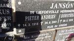 JANSON Pieter Andries 1918-2001 & Dorothea 1918-