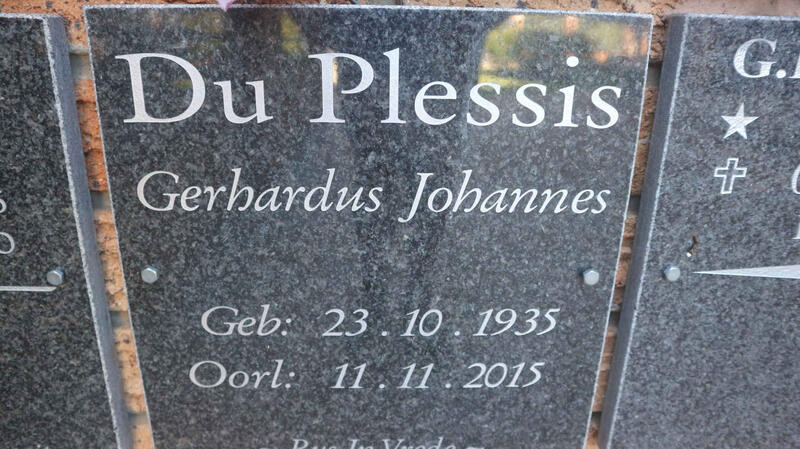 PLESSIS Gerhardus Johannes, du 1935-2015