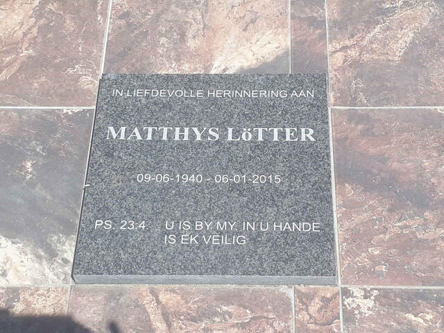 LOTTER Matthys 1940-2015