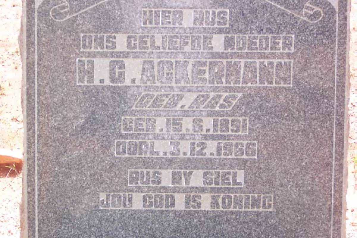 ACKERMANN H.G. nee RAS 1891-1966