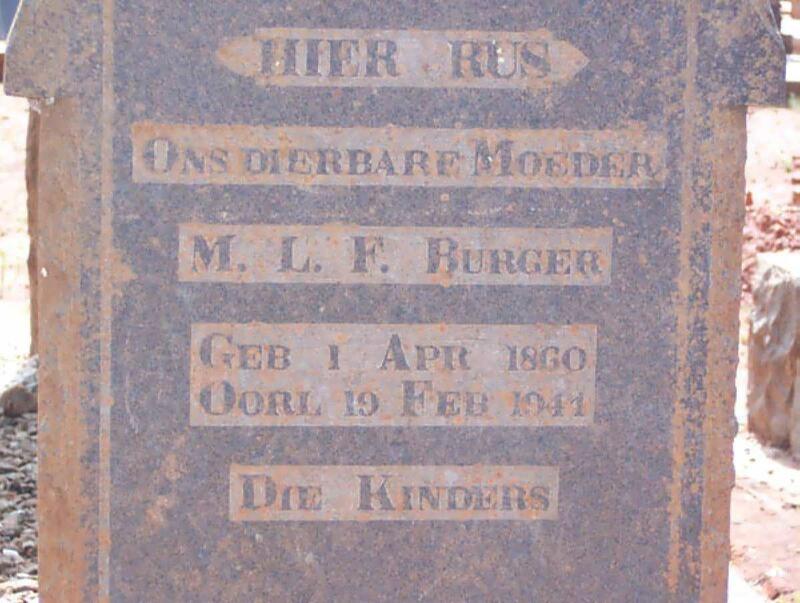 BURGER M.L.F. 1860-1941