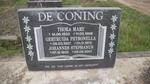 CONING Gertruida Petronella, de 1907-1973 :: DE CONING Thora Mary 1933-1998 :: DE CONING Johannes Stephanus 1925-2001
