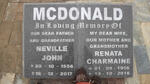 McDONALD Neville John 1956-2017 & Renata Charmaine 1956-2016