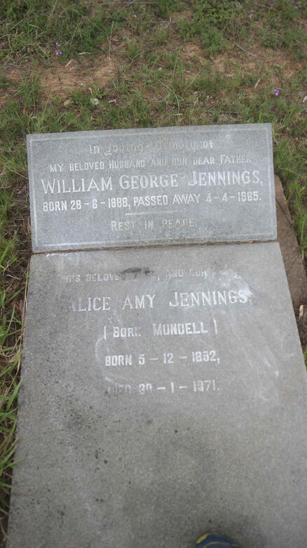 JENNINGS William George 1888-1965 & Alice Amy MUNDELL 1892-1971
