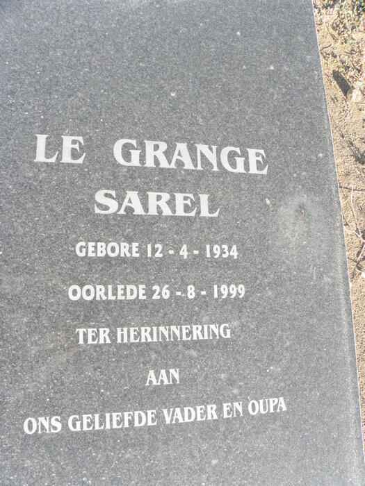 GRANGE Sarel, le 1934-1999