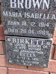 BROWN Maria Isabella 1914-1989 :: BIRKETT Ellen 1933-2008