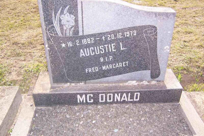 McDONALD Augustie L. 1882-1973