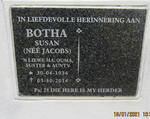 BOTHA Susan nee JACOBS 1934-2014