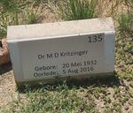 KRITZINGER M.D. 1932-2016