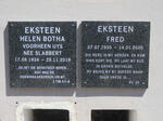 EKSTEEN Fred 1930-2020 & Helen Botha formerly UYS nee SLABBERT 1934-2019