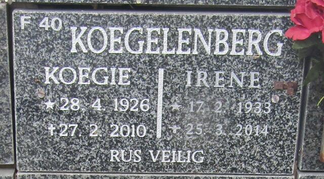 KOEGELENBERG Koegie 1926-2010 & Irene 1933-2014