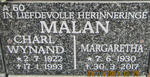 MALAN Charl Wynand 1922-1993 & Margaretha 1930-2017