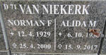 NIEKERK Norman F., van 1929-2000 & Alida M. 1930-2017