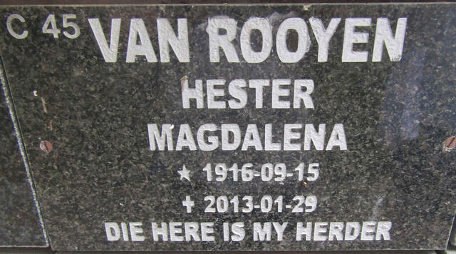 ROOYEN Hester Magdalena, van 1916-2013
