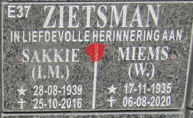 ZIETSMAN I.M. 1939-2016 & W. 1935-2020
