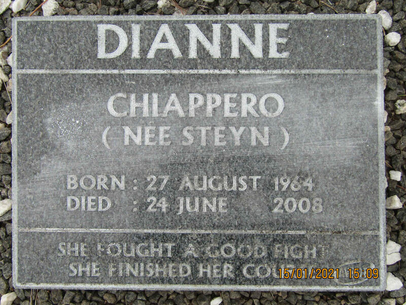 CHIAPPERO Dianne nee STEYN 1964-2008