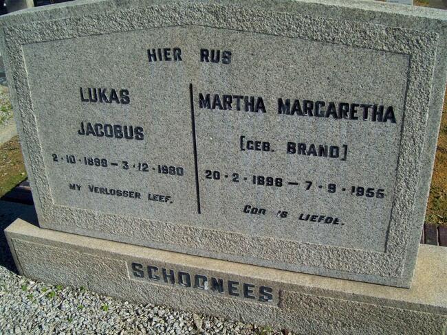 SCHOONEES Lukas Jacobus 1899-1980 & Martha Margaretha BRAND 1898-1955