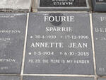 FOURIE Sparrie 1930-1996 & Annette Jean 1934-2015