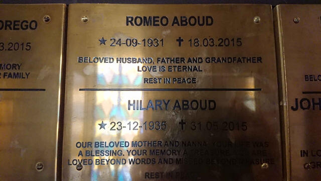 ABOUD Romeo 1931-2015 & Hilary 1935-2015