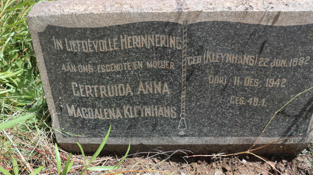 KLEYNHANS Gertruida Anna Magdalena nee KLEYNHANS  1882-1942